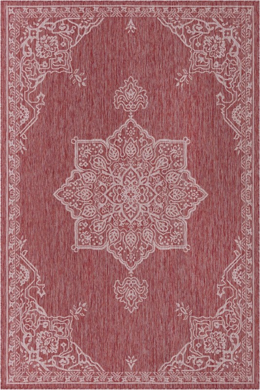 6' x 9' Rhys · Border Outdoor Rug, rustred