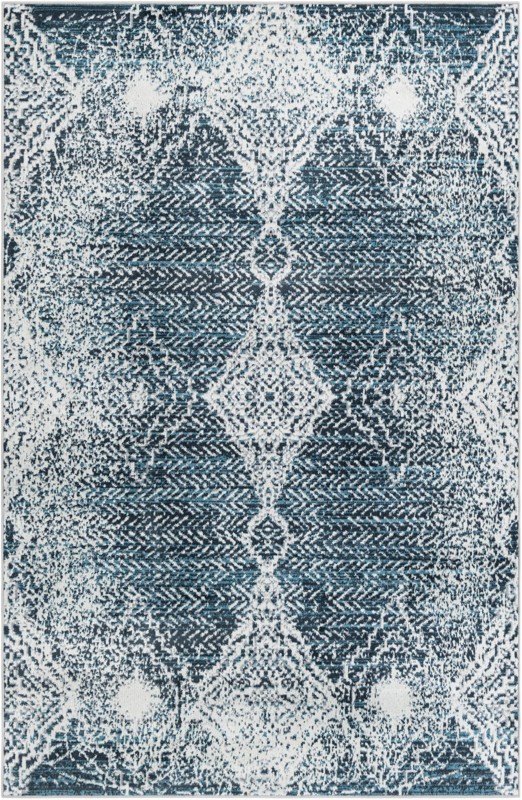 5' 3 x 8' Brower · Medallion Washable Rug, navy and light blue