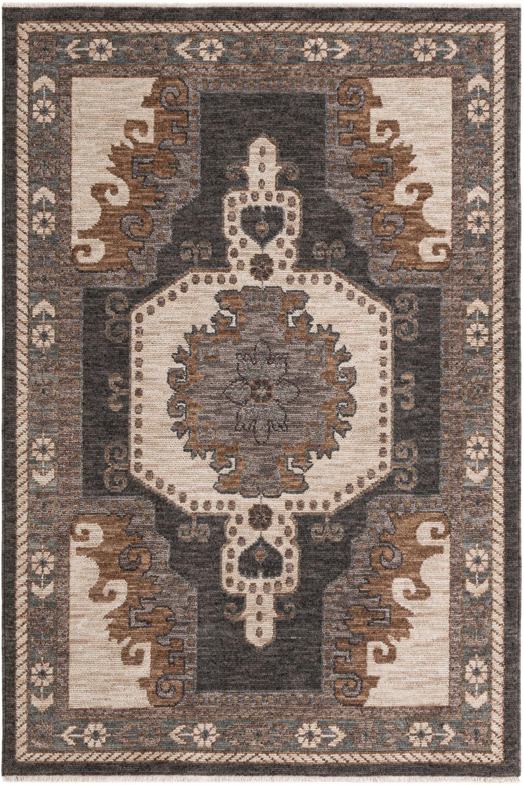 5' x 7' 7 Haskell · Medallion rug, blue and beige