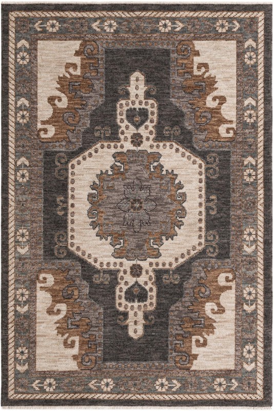 5' x 7' 7 Haskell · Medallion rug, blue and beige