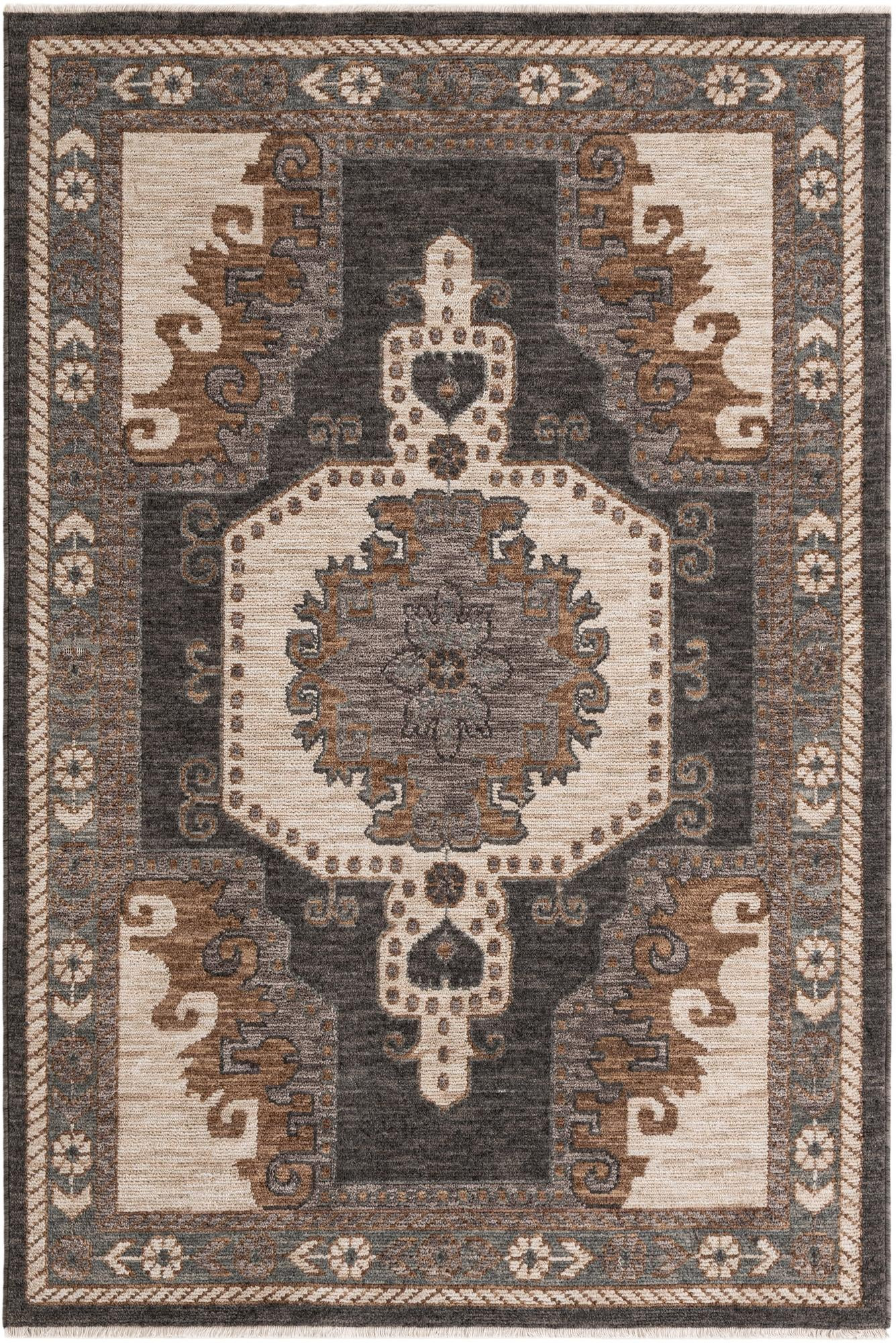 5' x 7' 7 Haskell · Medallion rug, blue and beige