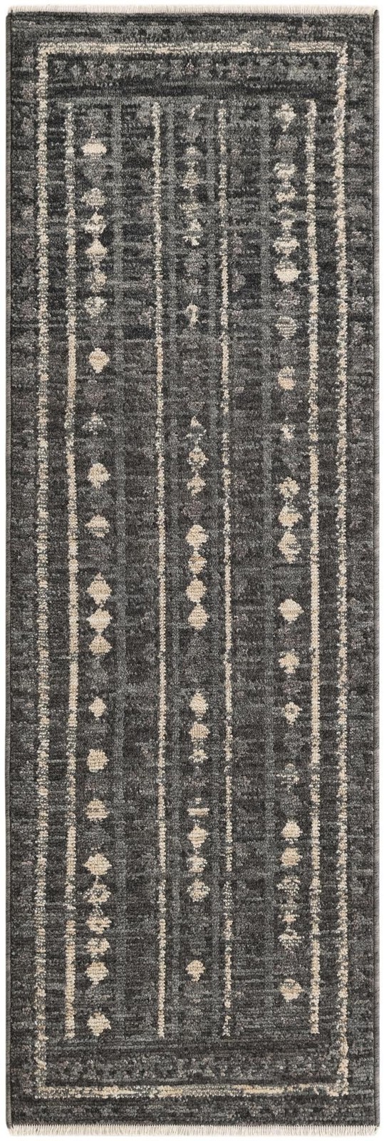 2' x 6' 3 Kearny · Geometric diamond rug, charcoal and ivory