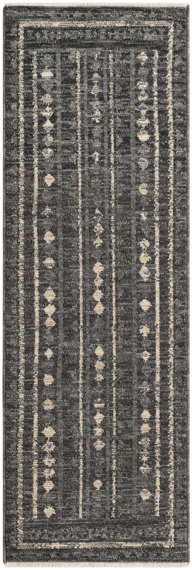 2' x 6' 3 Kearny · Geometric diamond rug, charcoal and ivory