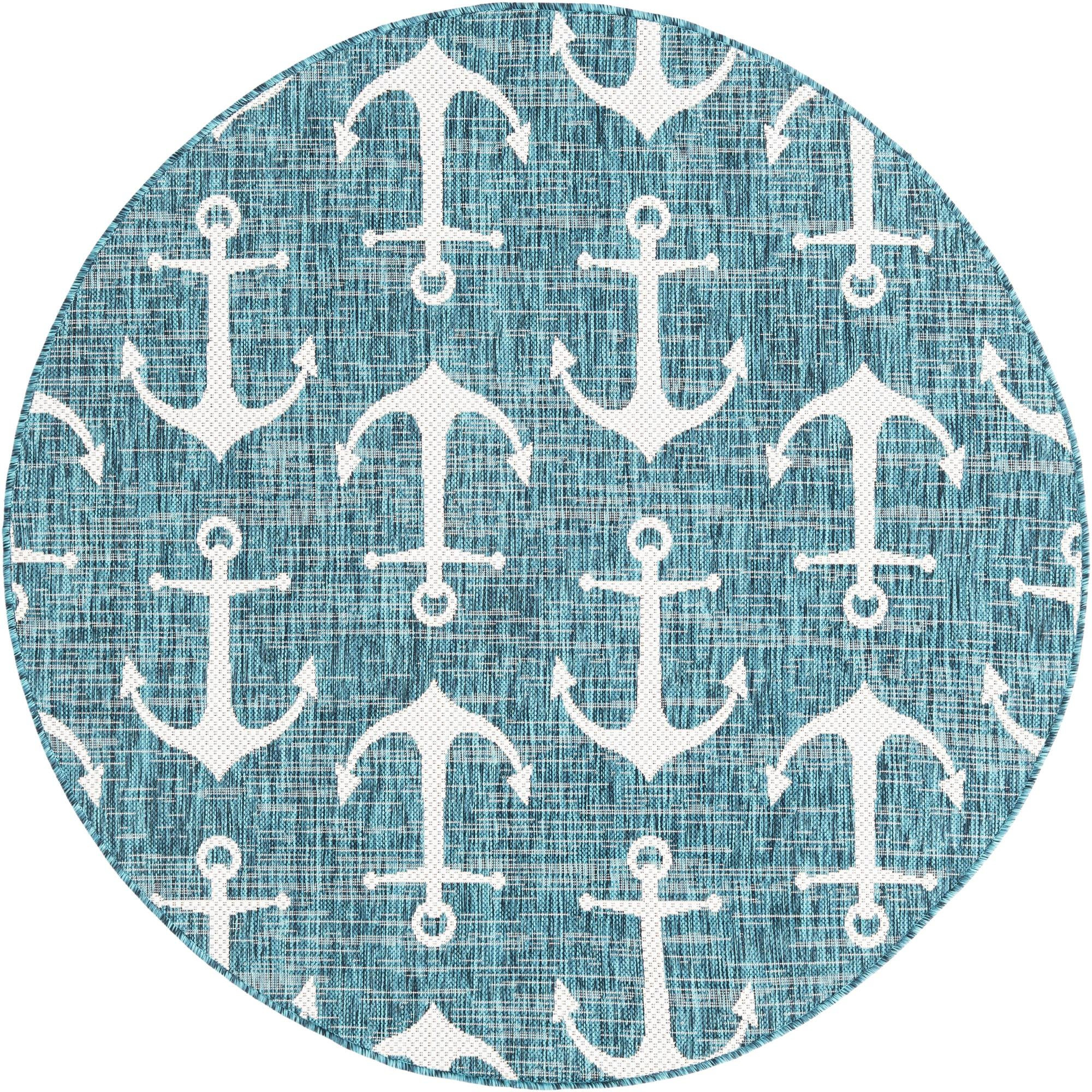 5' 3 x 5' 3 Millbrook · Pictoral Outdoor Rug, teal