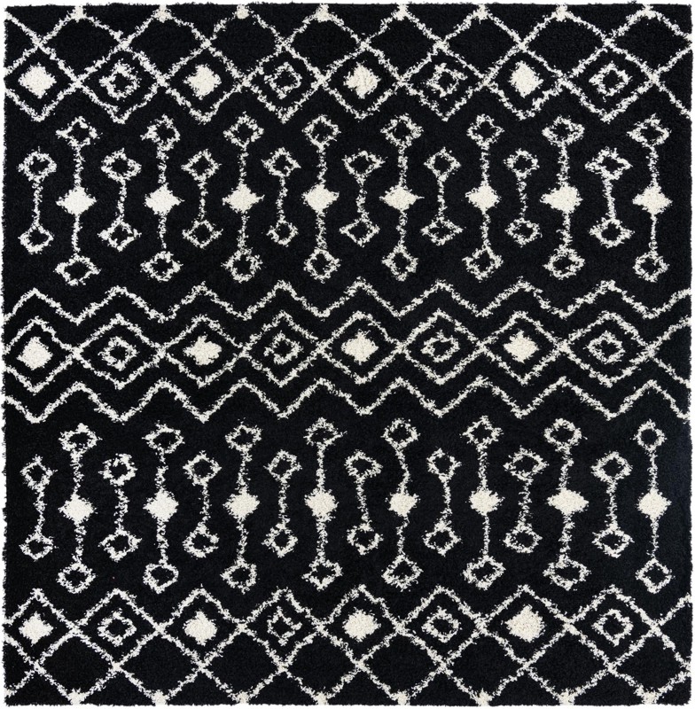 10' x 10' Bayley · Geometric shag rug, black and cream