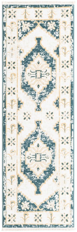 2' x 6' Simcoe · Medallion rug, blue and ivory