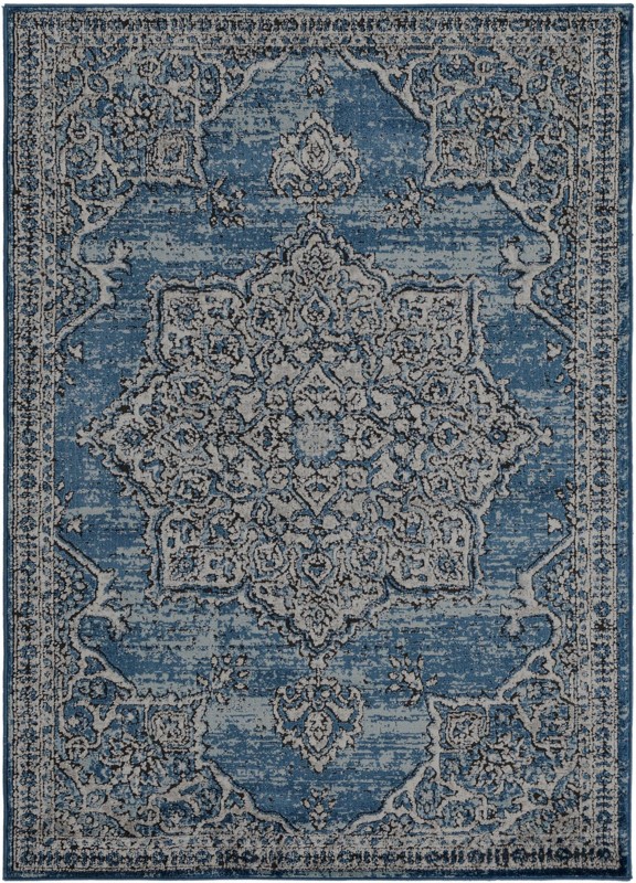 4' x 6' Wade · Border rug, blue