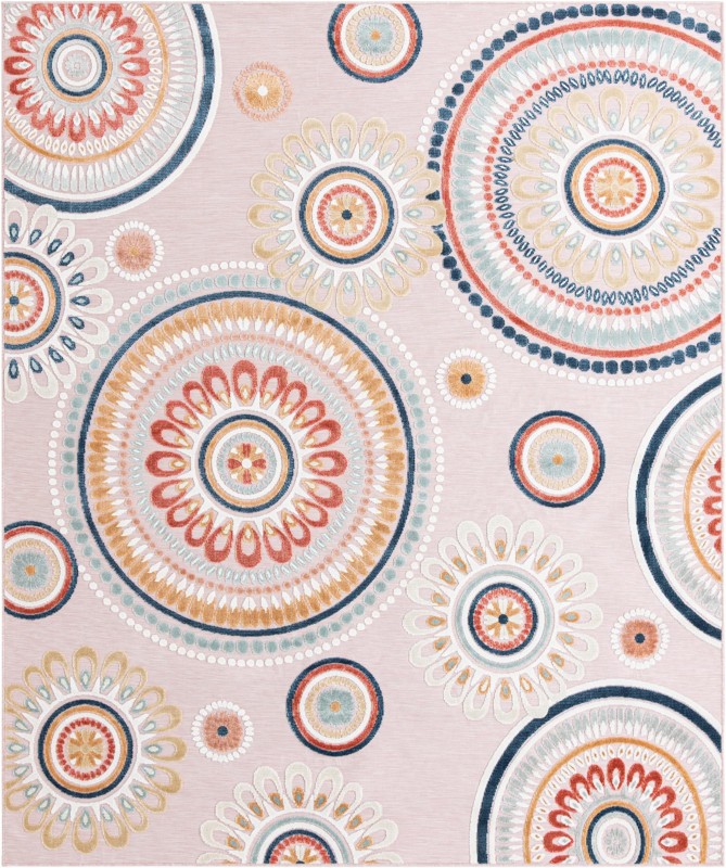 8' 2 x 10' Whitefish · Medallion Outdoor Rug, pink