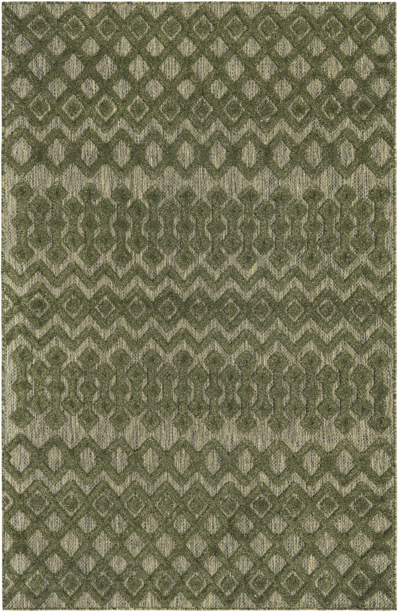 5' 3 x 8' Creed · Diamond Outdoor Rug, green