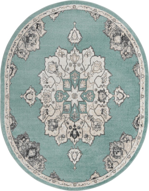 7' 10 x 10' Nettle · Medallion rug, aqua