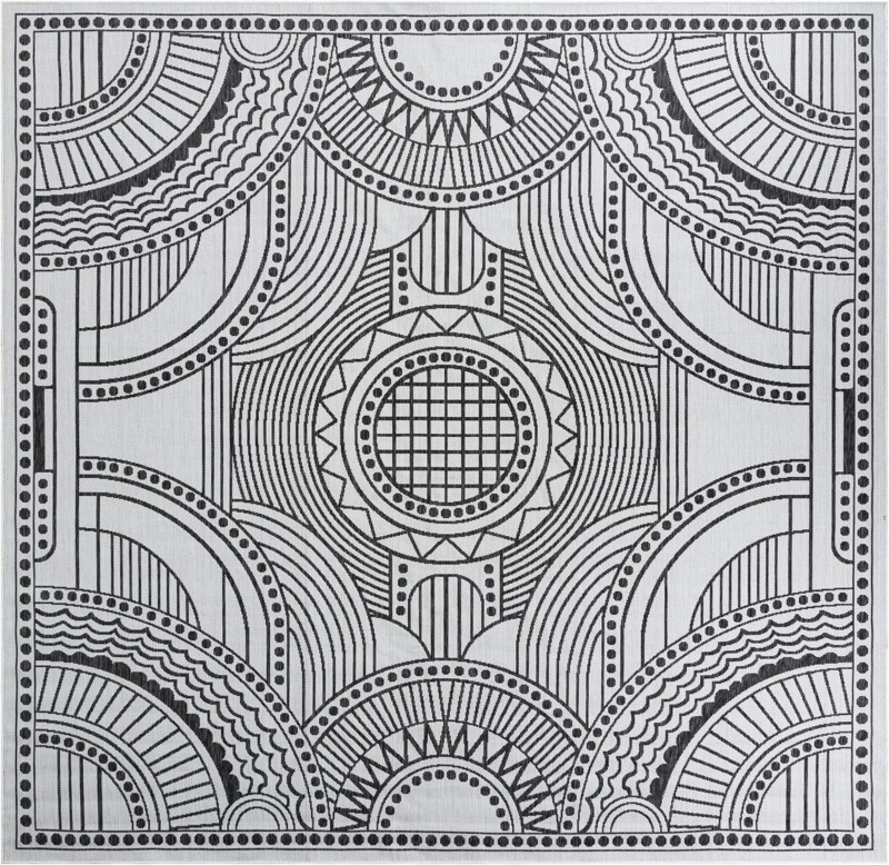 10' x 10' Brough · Geometric Outdoor Rug, white and black