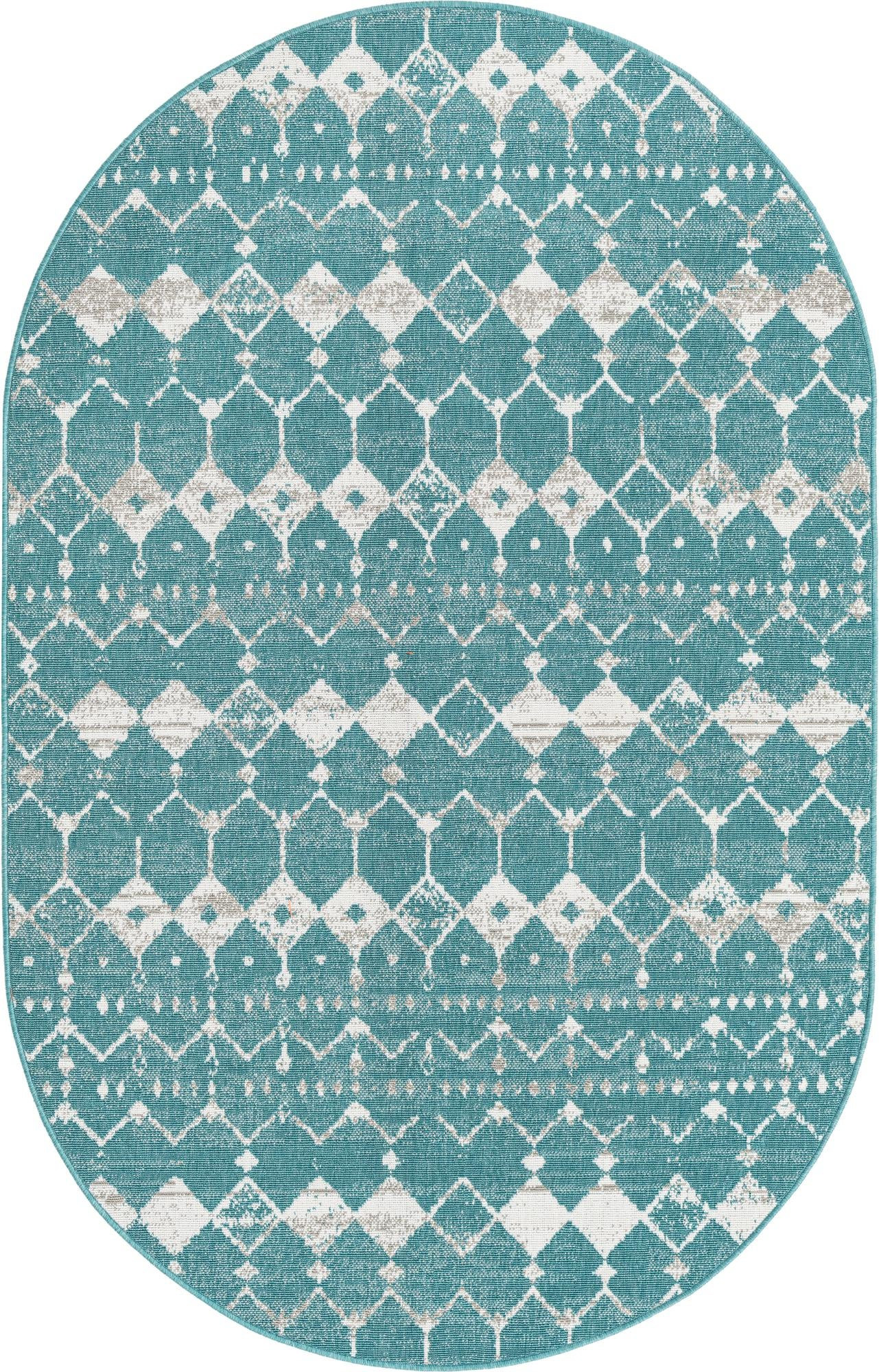 5' 3 x 8' Stowe · Diamond Outdoor Rug, teal