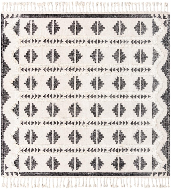 Maitland · Geometric tribal Wool Rug, black and cream