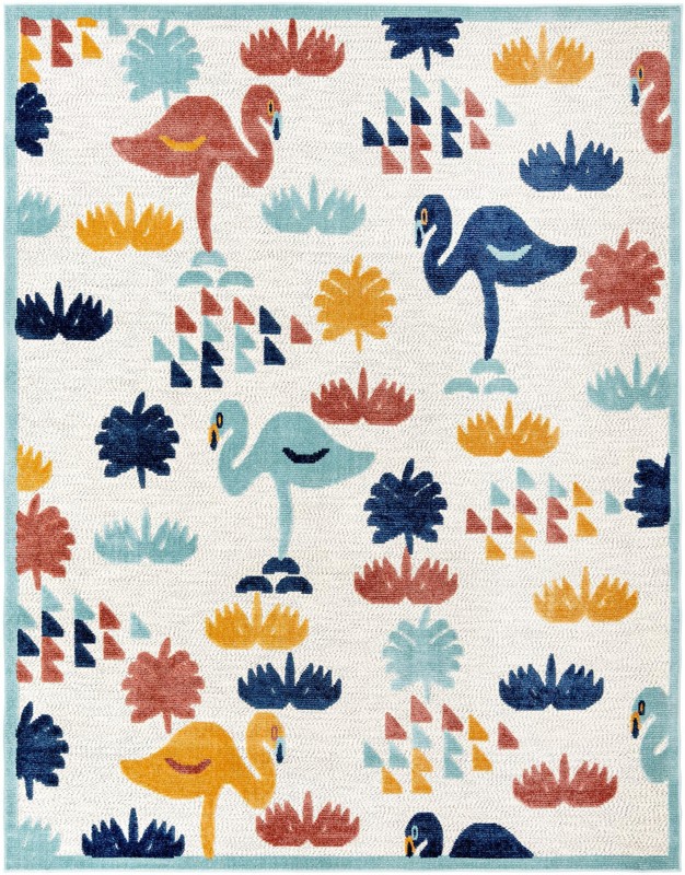 7' 10 x 10' Blevins · Border Outdoor Rug, white