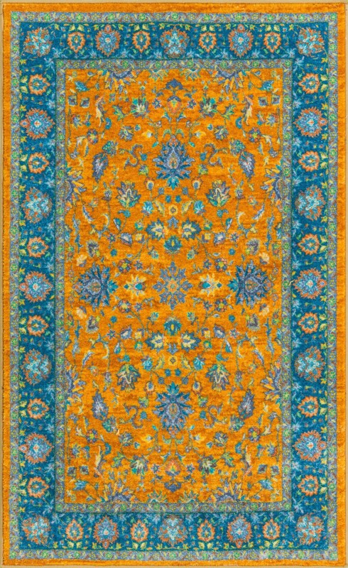 3' 3 x 5' 3 Bluebell · Floral rug, yellow and blue