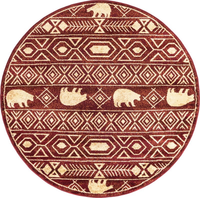 7' 10 x 7' 10 Raven · Diamond rug, red