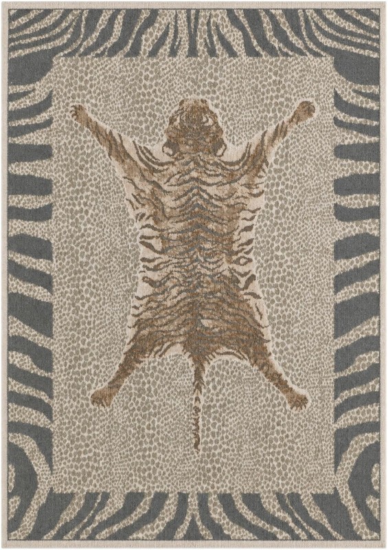 7' x 10' Denby · Animal print rug, gray and ivory
