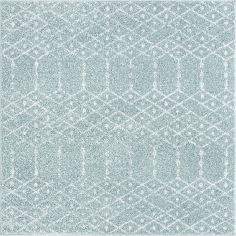 7' 10 x 7' 10 Newcomb · Diamond rug, aqua