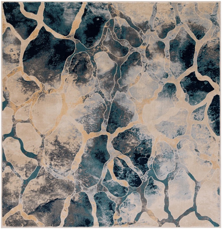 6' x 6' Linden · Abstract rug, navy and beige