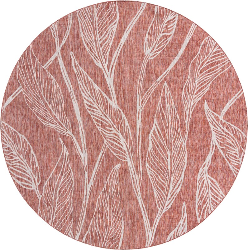 10' 8 x 10' 8 Milton · Botanical Outdoor Rug, rust and ivory