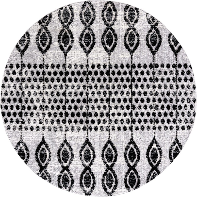 Ferrall · Tribal striped rug, black and ivory