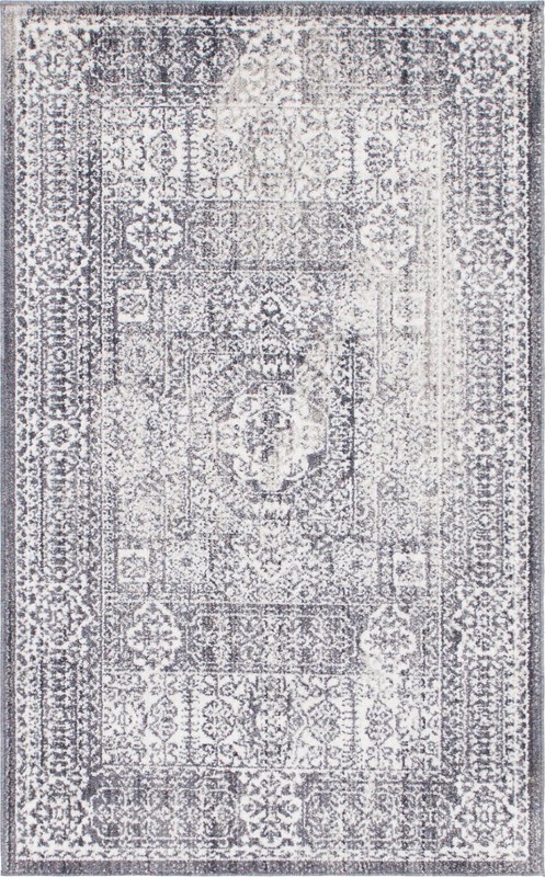 3' 3 x 5' 3 Beaman · Distressed medallion rug, gray and ivory