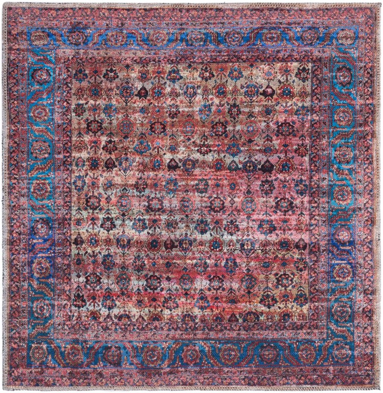 3' 3 x 3' 3 Croft · Persian Washable Rug, antique pink and blue