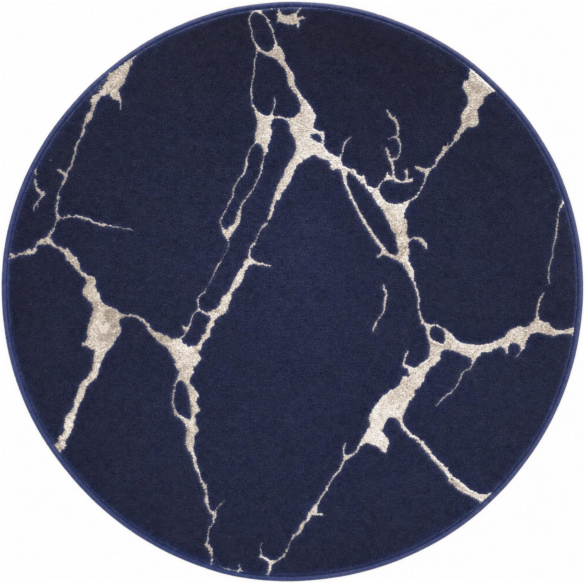 3' x 3' Ravenhill · Abstract rug, navy blue and silver