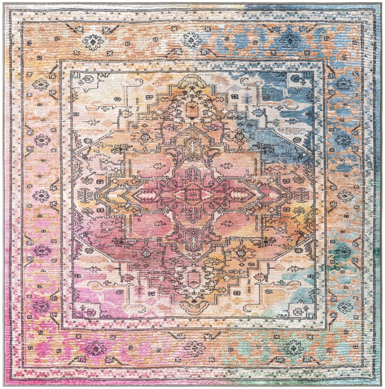 5' 3 x 5' 3 Kinsey · Border rug, multi