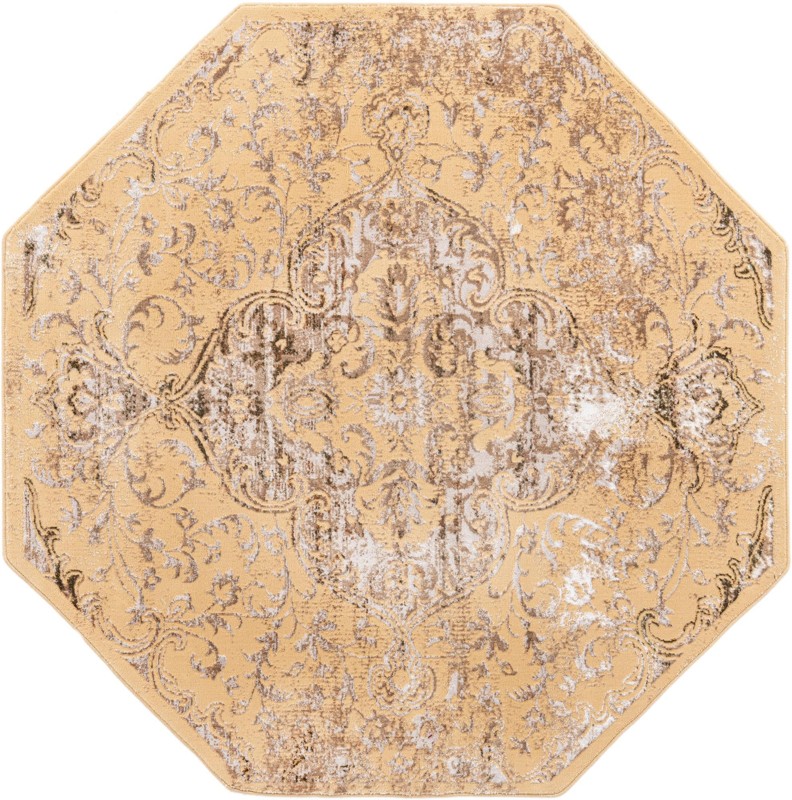 5' 3 x 5' 3 Hilton · Border rug, yellow
