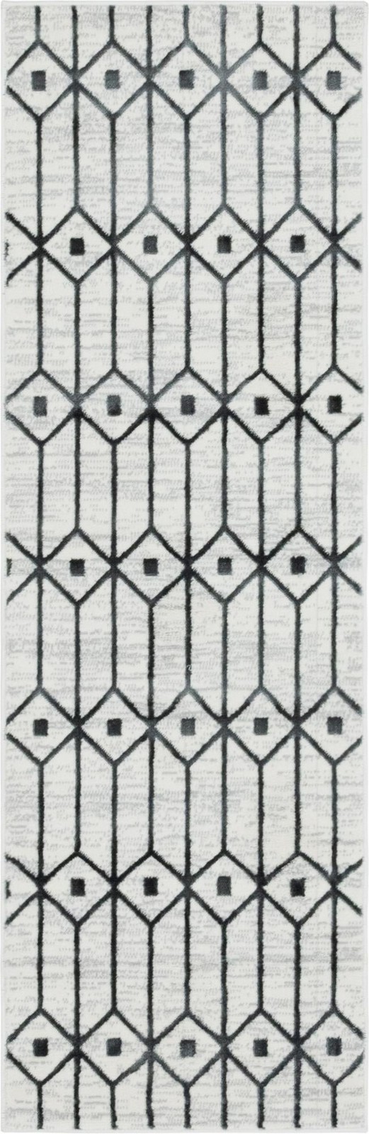 2' x 6' Wharton · Geometric lattice rug, white and gray