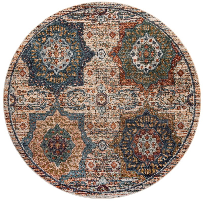Firelight · Medallion rug, multi and blue