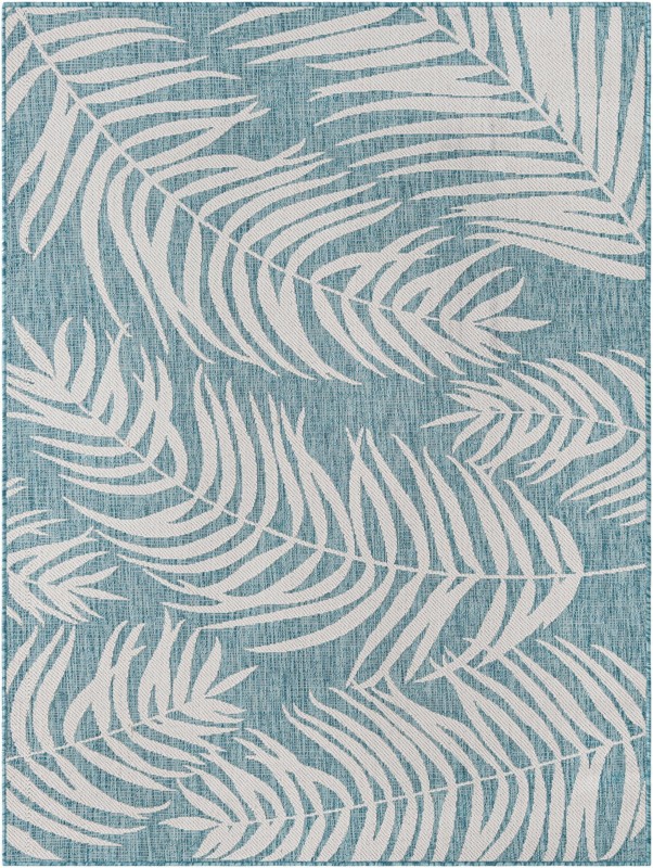 Moody · Floral / botanical Outdoor Rug, aqua
