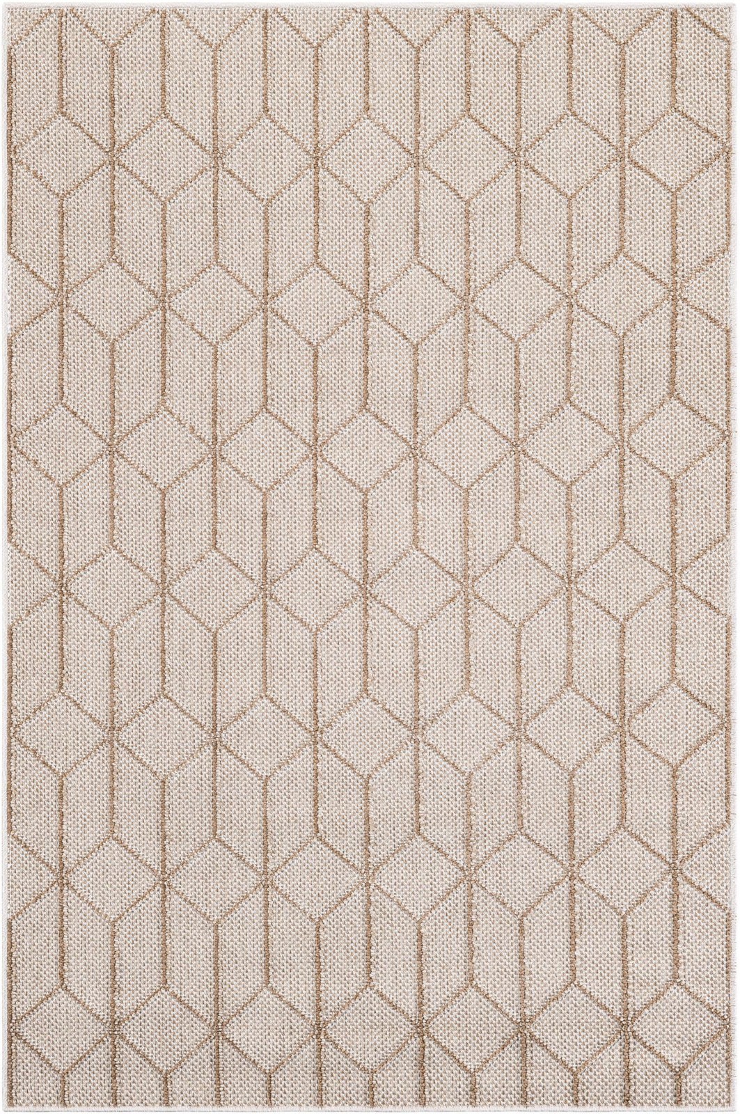 4' 1 x 6' 1 Jasper · Geometric diamond Outdoor Rug, beige and cream