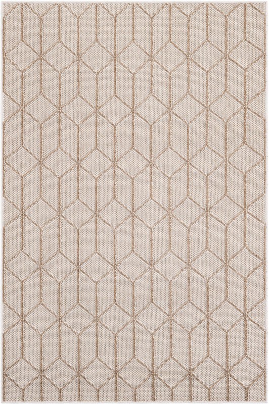 4' 1 x 6' 1 Jasper · Geometric diamond Outdoor Rug, beige and cream