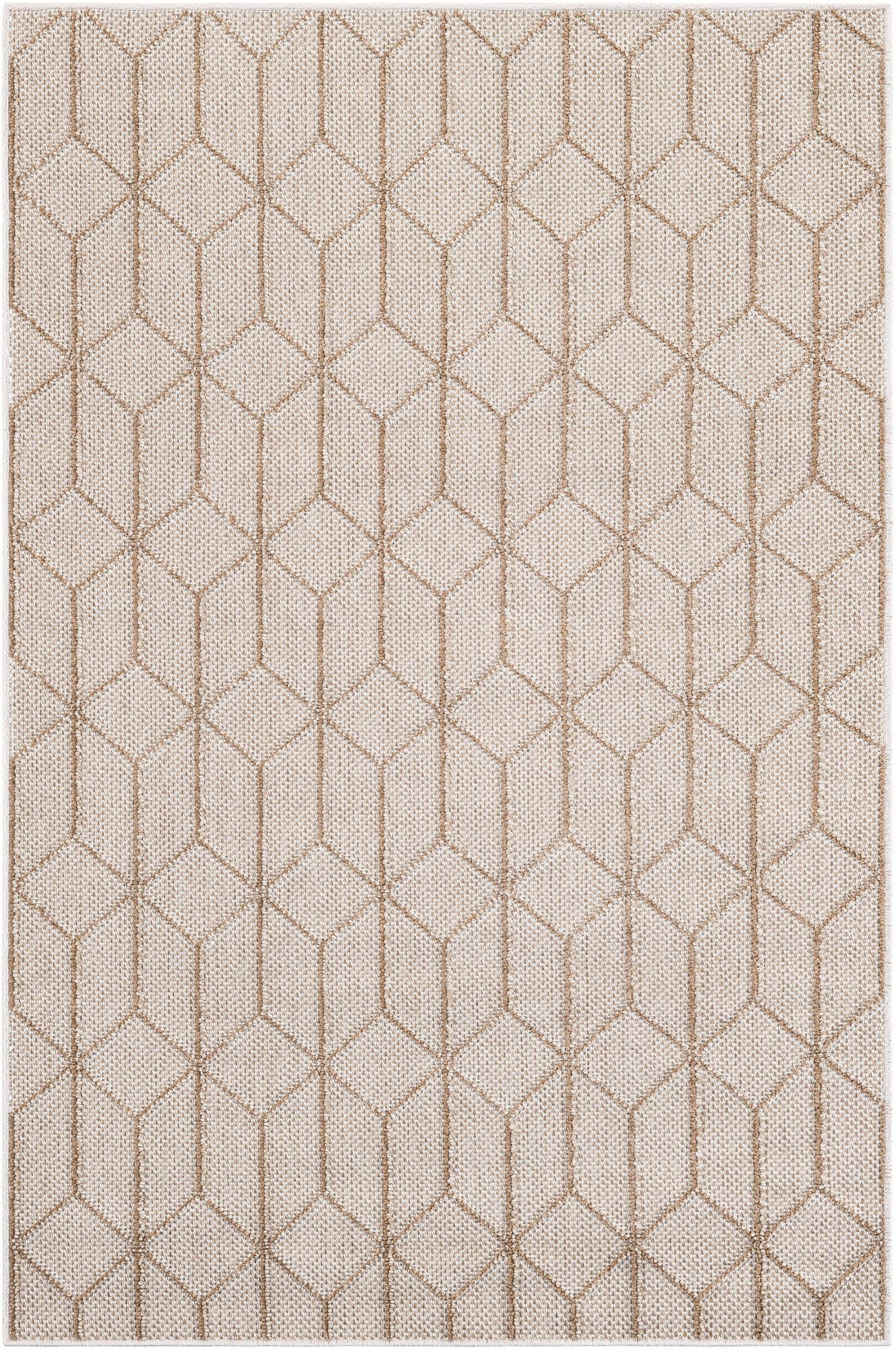 4' 1 x 6' 1 Jasper · Geometric diamond Outdoor Rug, beige and cream