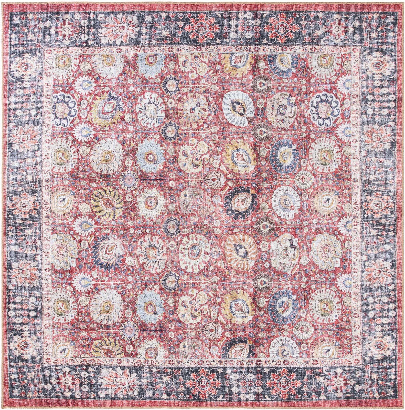 7' 10 x 7' 10 Barlow · Border Washable Rug, vintage red