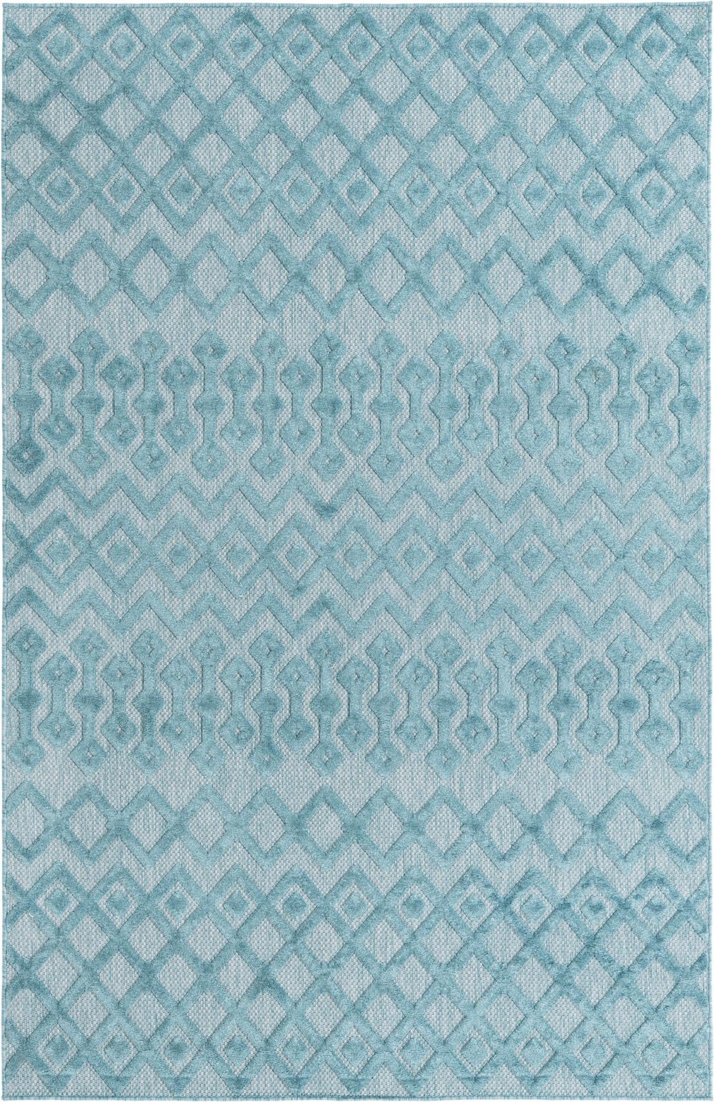 6' x 9' Creed · Geometric lattice Outdoor Rug, aqua blue