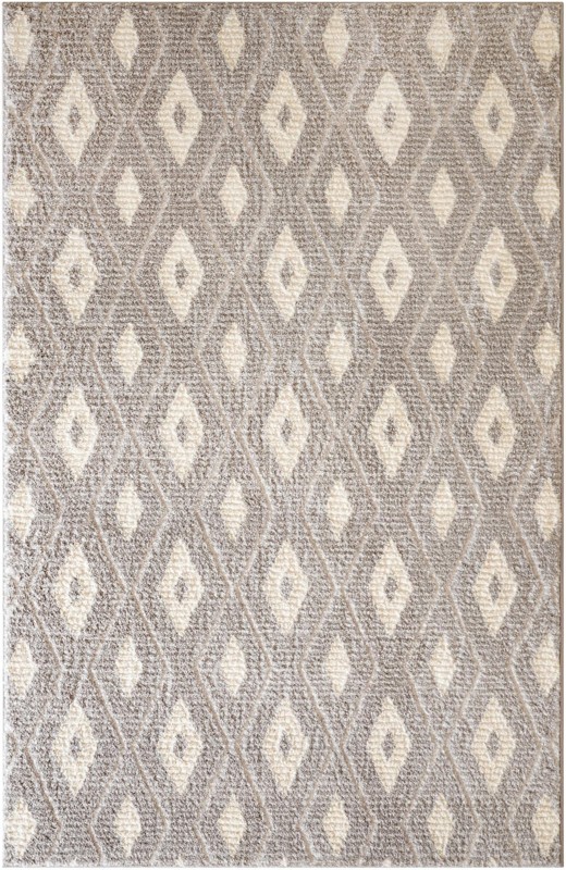 5' x 8' Gaines · Diamond lattice rug, gray and ivory