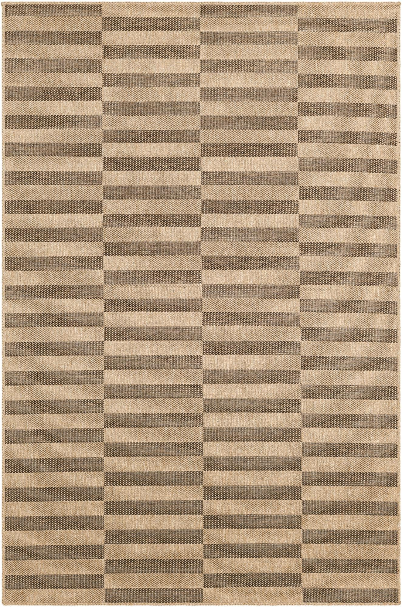 5' 3 x 8' Ashcroft · Geometric striped rug, brown and natural