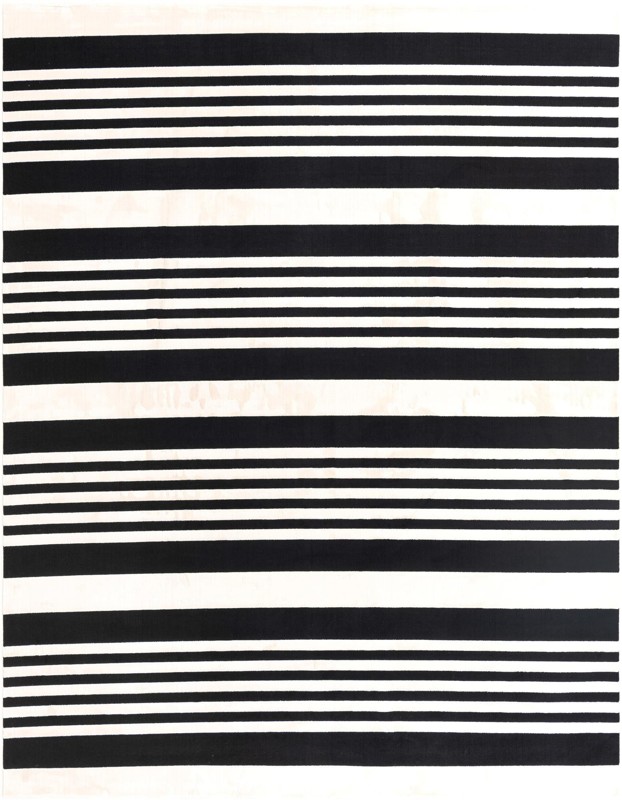8' 3 x 10' Fern · Striped rug, black and white