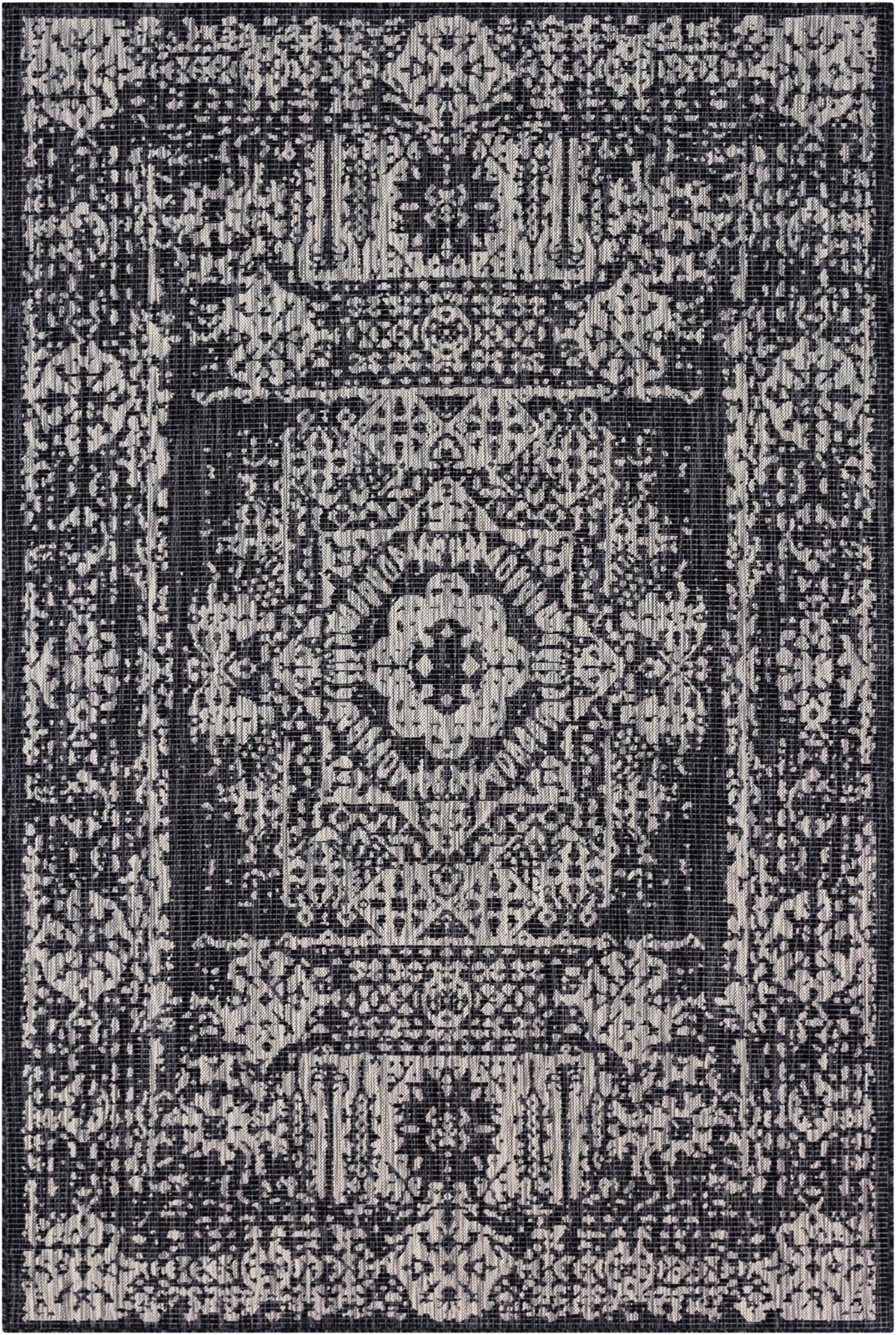 6' x 9' Hayden · Border Outdoor Rug, charcoal