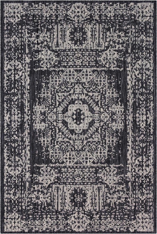 6' x 9' Hayden · Border Outdoor Rug, charcoal