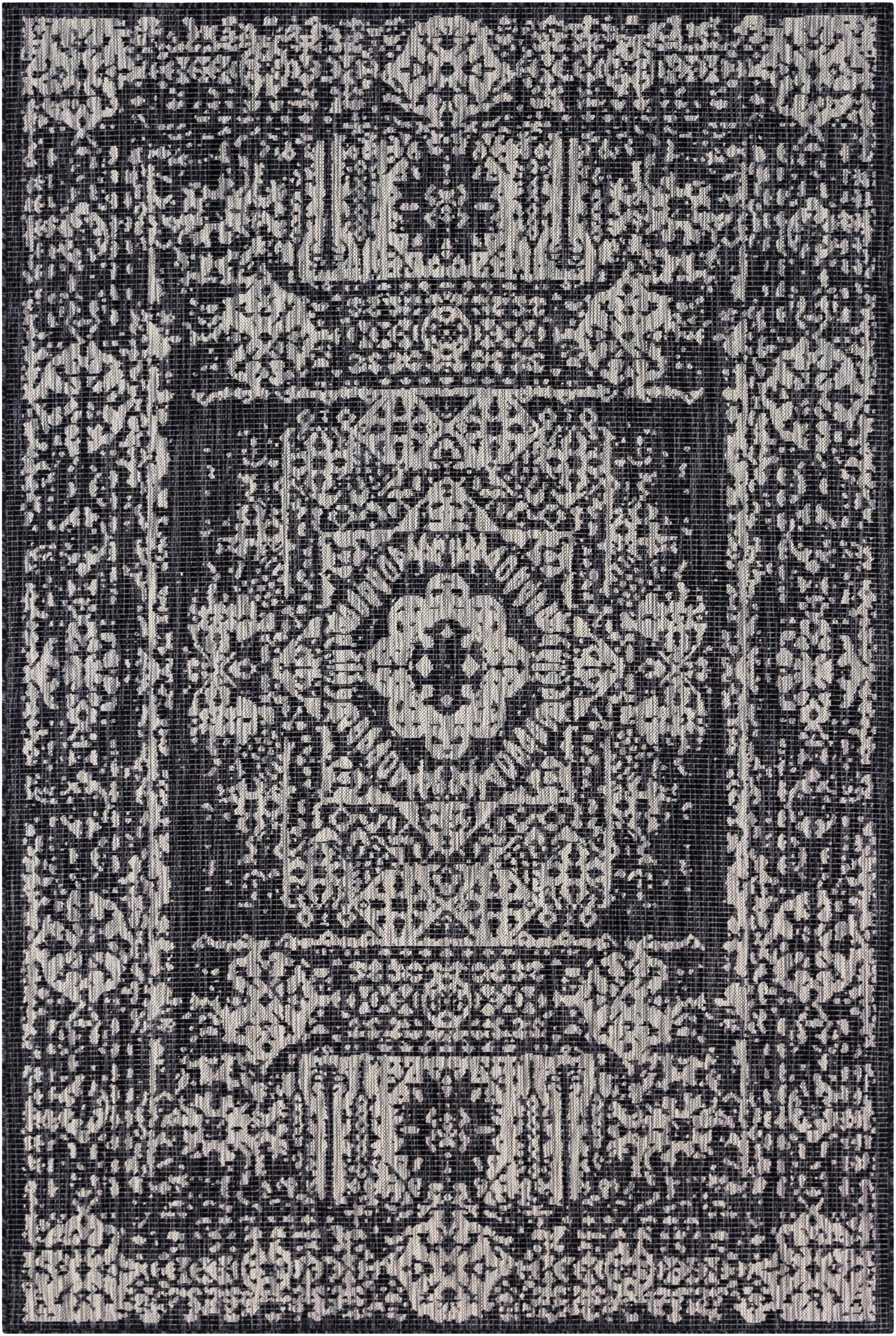 6' x 9' Hayden · Border Outdoor Rug, charcoal