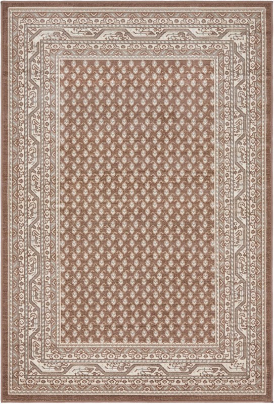 6' x 9' Jameson · Bordered diamond rug, brown and beige