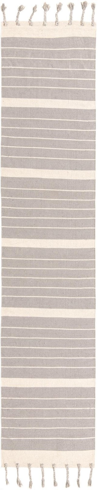 2' 7 x 12' Ottley · Striped Chindi Rug, gray and cream