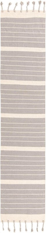 2' 7 x 12' Ottley · Striped Chindi Rug, gray and cream