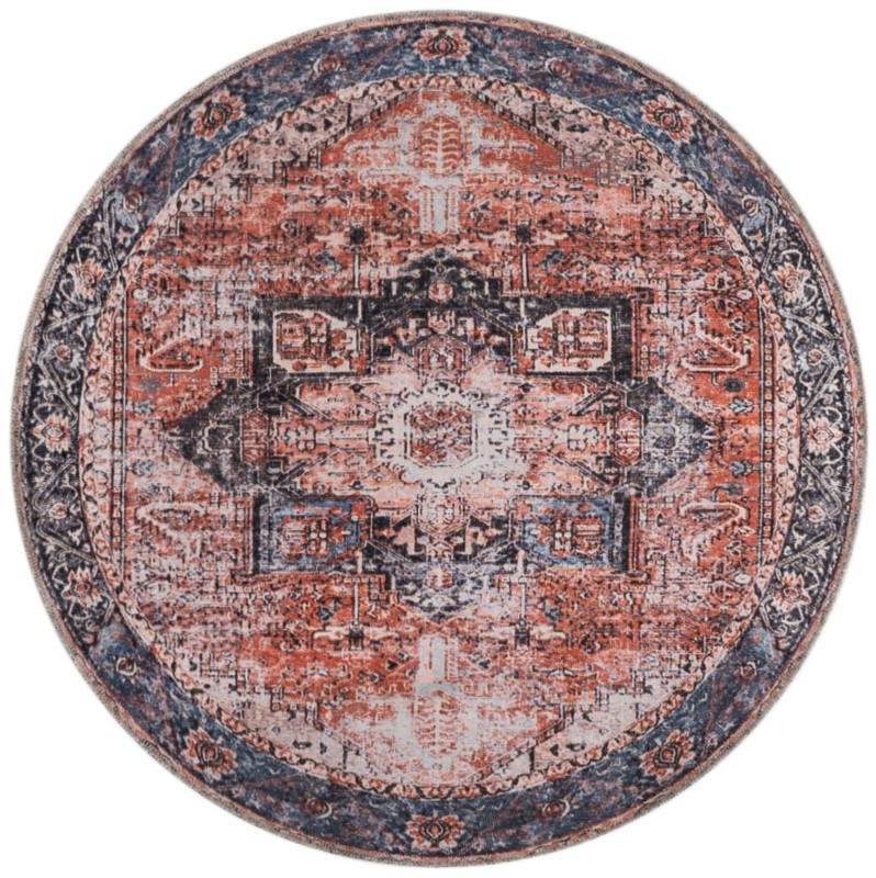 4' x 4' Travers · Medallion rug, rust and navy