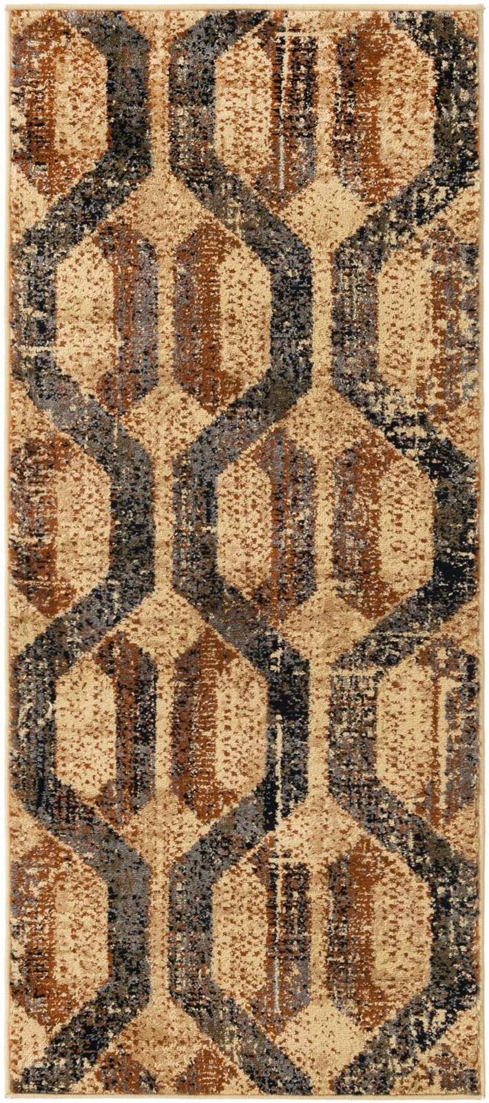 2' 2 x 5' Acadia · Geometric lattice rug, beige and brown