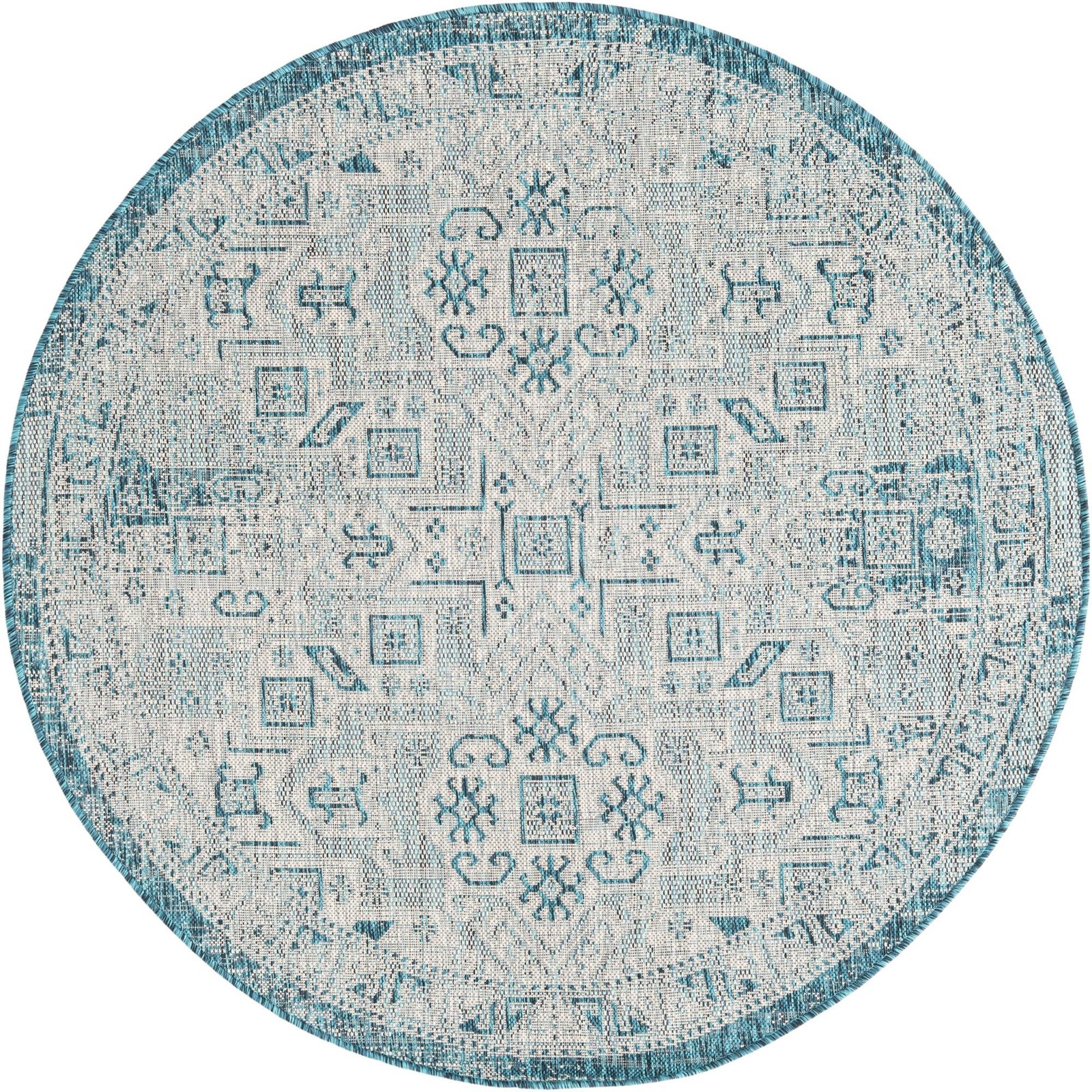 5' 3 x 5' 3 Estuary · Medallion Outdoor Rug, teal